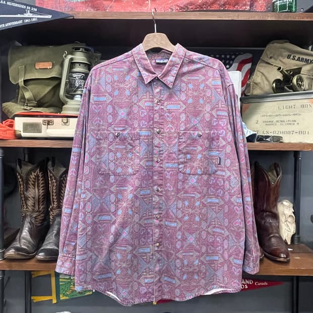 Rare 90s 파타고니아 네이티브 아즈텍 패턴 포켓 셔츠