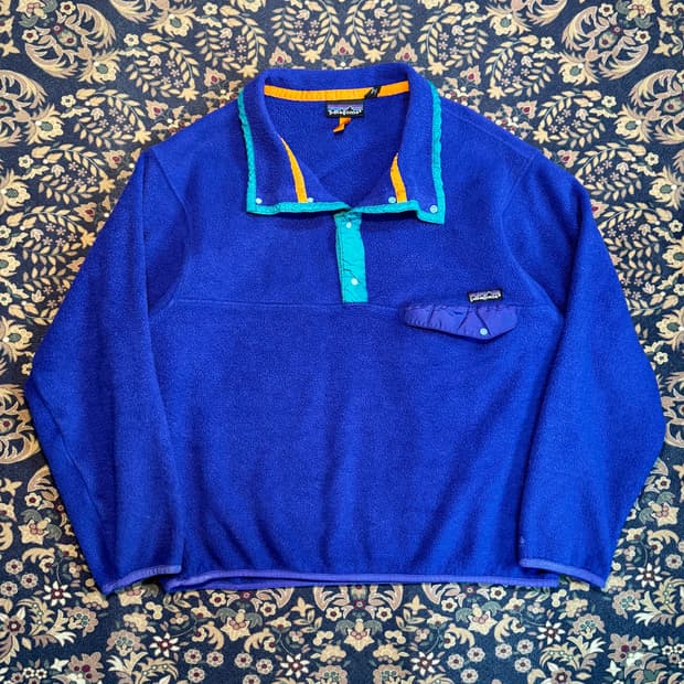 90s 파타고니아 신칠라 스냅티 로얄블루 틸그린