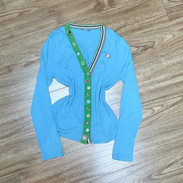 빈티지 민트 초코 단추 니트 가디건 히메갸루 로걀 라떼 페어리 모리걸