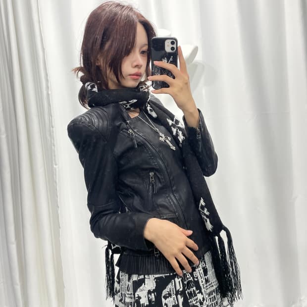 🎸블랙 숄더 패드 레더 자켓🎸