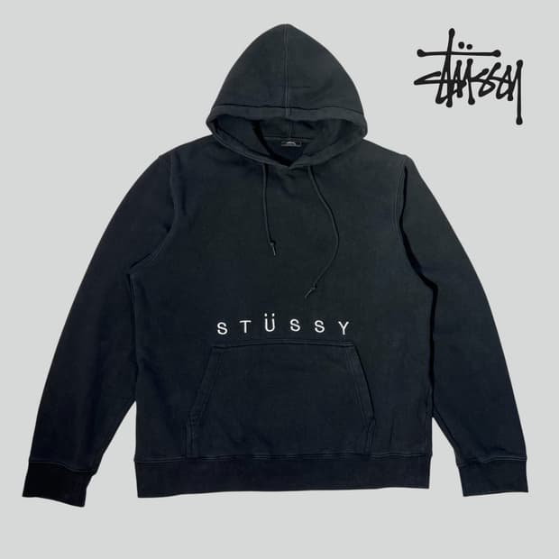 [L]스투시 (USA)블랙 로고 후드티