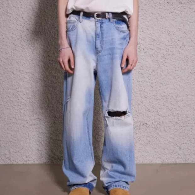 마틴플랜 세미와이드 데님 연청 46