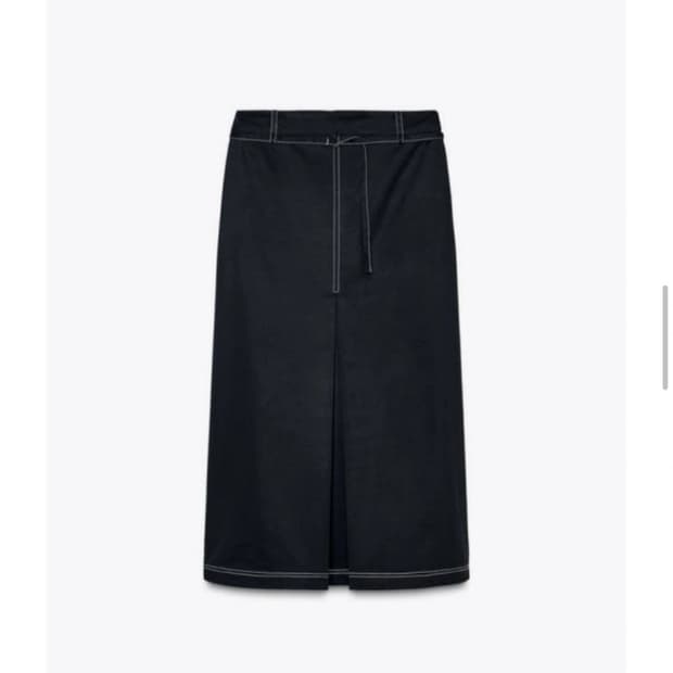 자라 콘트라스트 스티치 미디스커트