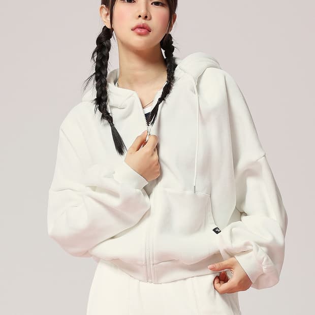 젝시믹스 내핑 후드 집업 크림