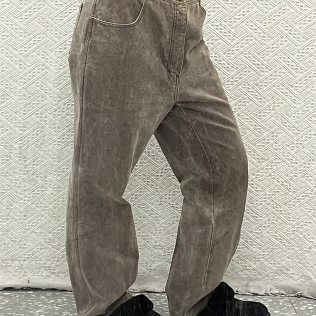 빈티지 올드스쿨 베이직 워싱 와이드 코튼팬츠 35인치 C06752