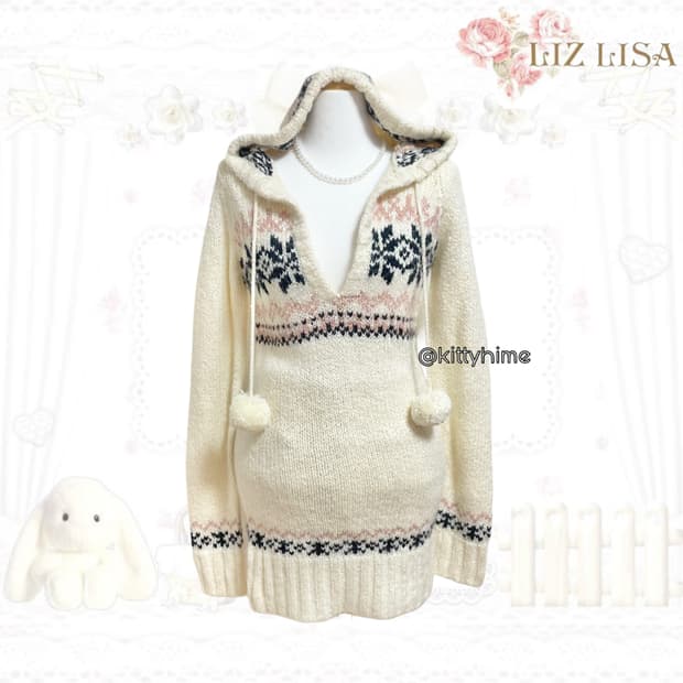 Liz lisa 리즈리사 노르딕 폼폼이 후드 원피스 히메갸루 러블리 갸루