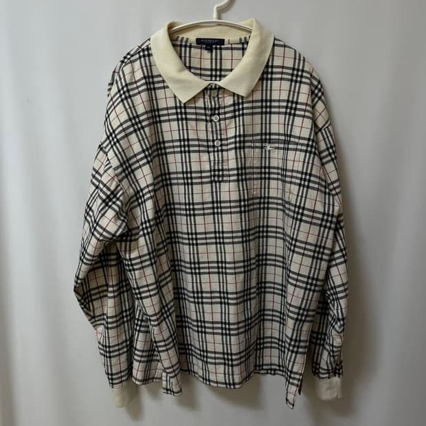 버버리 런던 기마로고 노바체크 PK 긴팔 카라티 XL/105