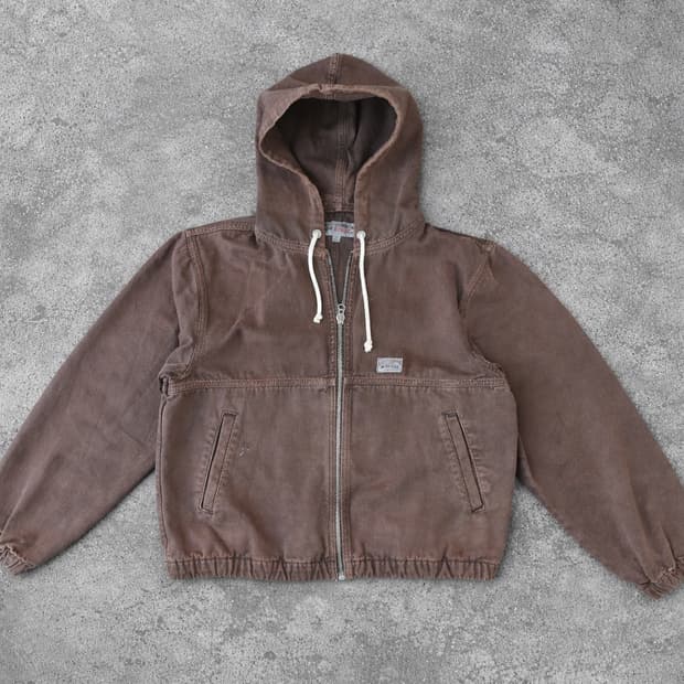 스투시 워크기어 언라인드 캔버스 워크자켓 브라운