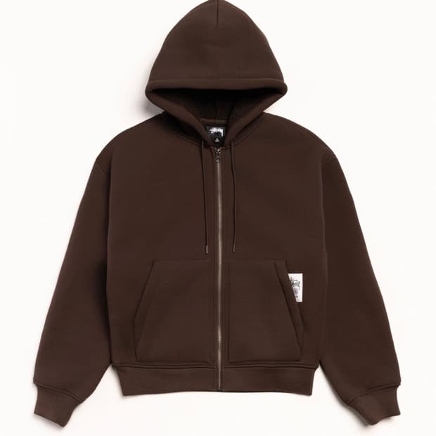 스투시 본디드 쉐르파 후드 브라운