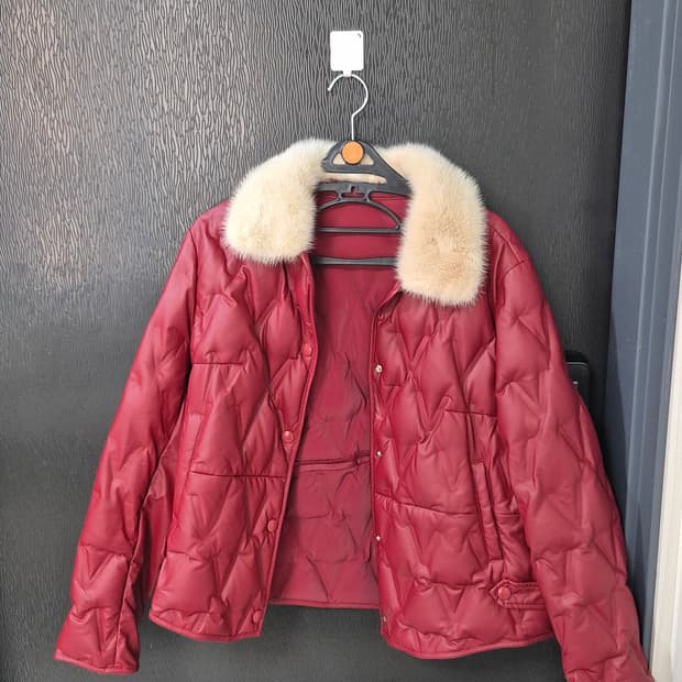 카라밍크 오리털 가죽자켓