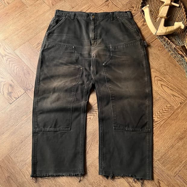 [38]칼하트 USA 빈티지 페이딩 블랙 더블니 워크팬츠