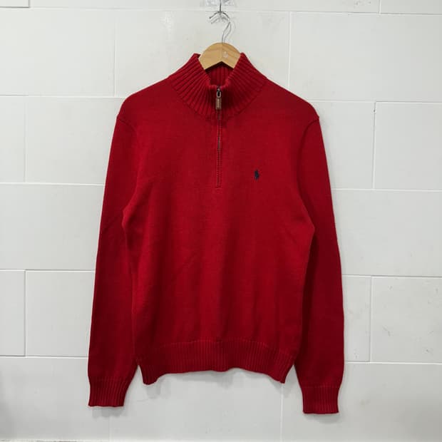 폴로 반집업 니트
