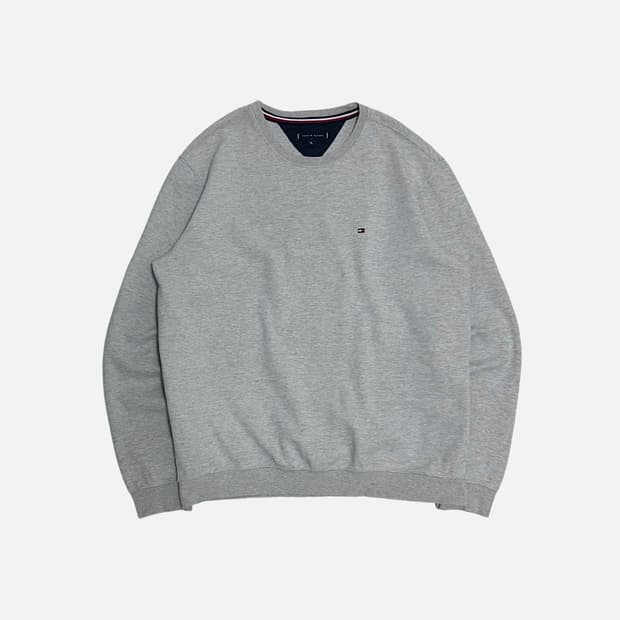 타미힐피거 스몰 로고 맨투맨 멜란지그레이