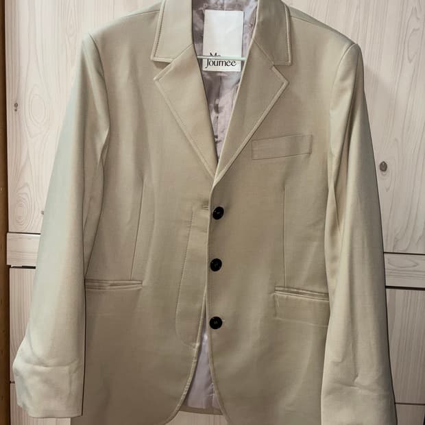 마조네 싱글 히든 자켓 라이트 베이지