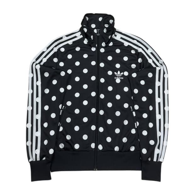 아디다스 빈티지 파이어버드 빅로고 도트 땡땡이 패턴 트랙탑져지 자켓 블랙