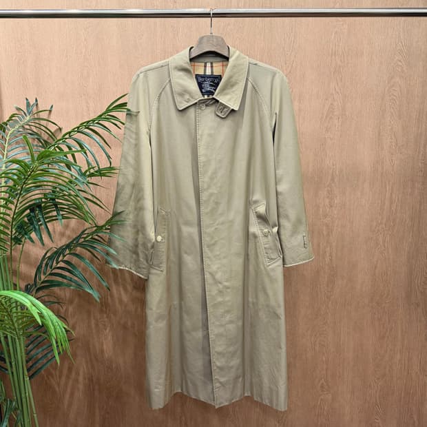 버버리 코튼 싱글 롱 코트 히든 버튼업 디테일 레귤러핏 베이지