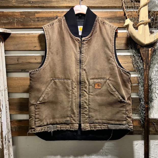 [L]칼하트 USA 빈티지 워싱 다크브라운 워크 베스트