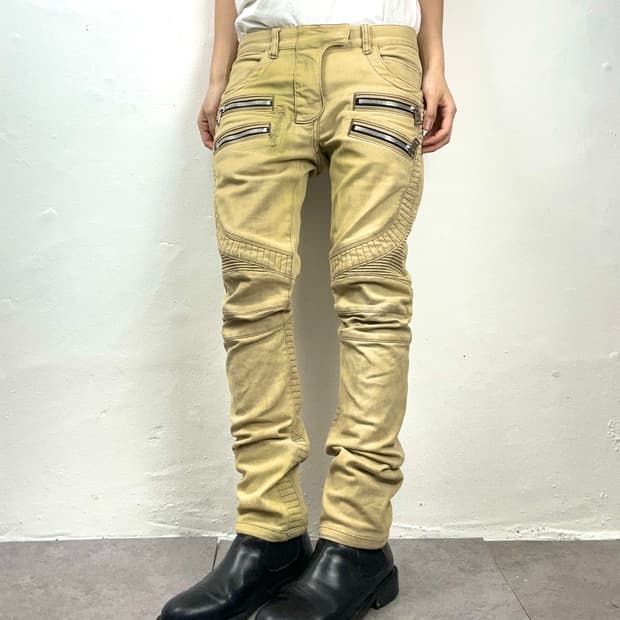 Balmain Multi Zip Biker Denim Pants