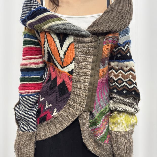 desigual multi color knit desing jacket 