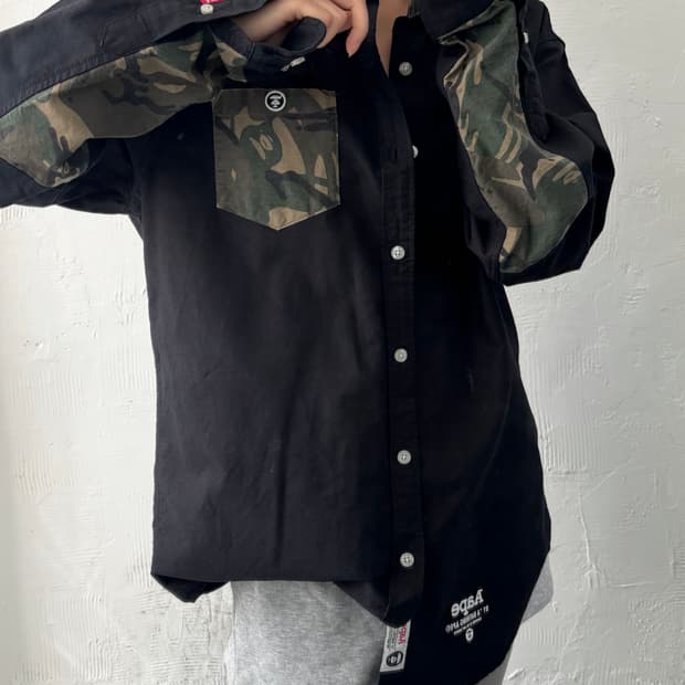 Aape 에이프 카모포켓 블랙컬러 셔츠
