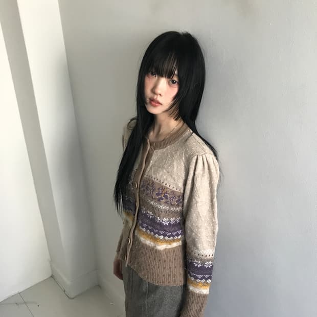 (Vintage)Vintage pattern knit cardigan
