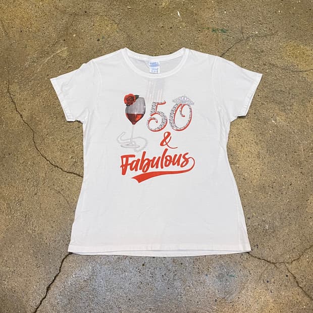 미국 빈티지 여성 패뷸러스 포인트 반팔티 흰티셔츠