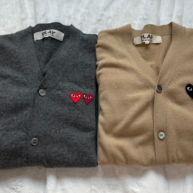 꼼데가르송 플레이 하트 가디건 차콜,베이지 / XL,L