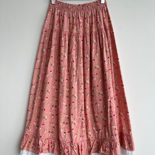 *SALE) 빈티지 핑크 플라워 레이스 스커트
