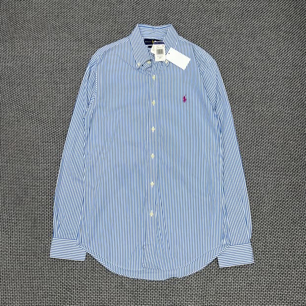 폴로 블루화이트 스트라이프 슬림핏 셔츠