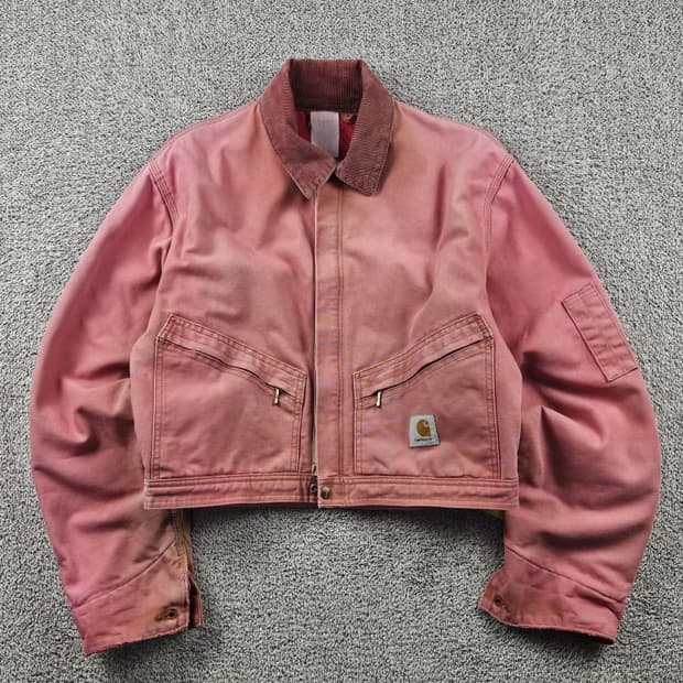 칼하트 커버올 핑크다잉 크롭 커스텀 자켓 ( L 추정 ) / 10608
