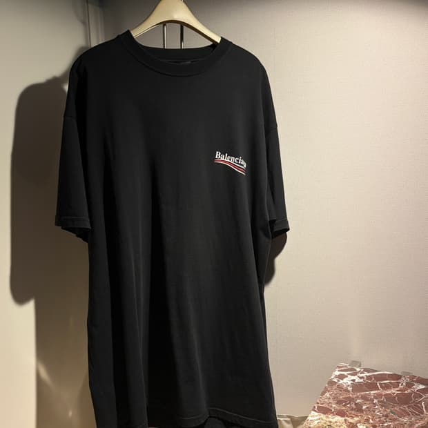 발렌시아가 웨이브로고 반팔 블랙L