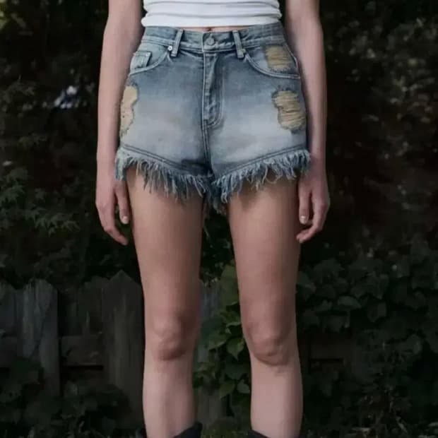 보헤미안서울 데미지 워싱 쇼츠 블루 m