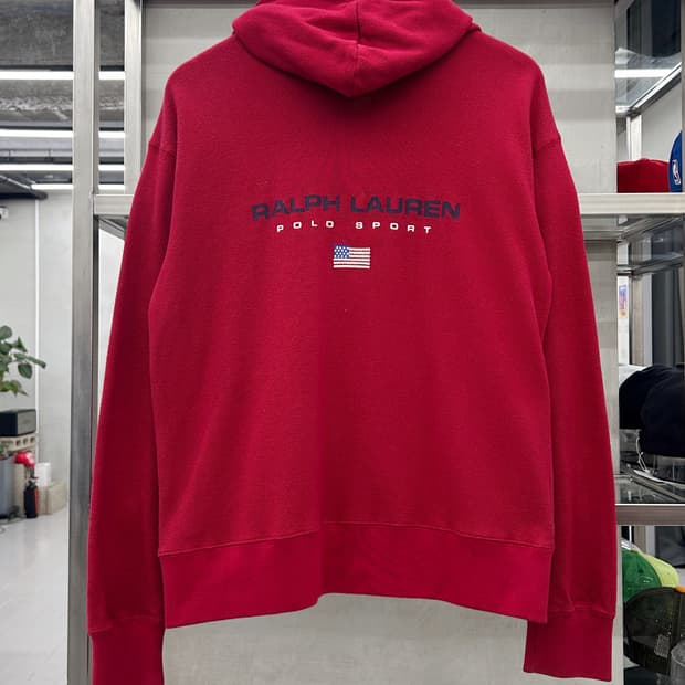 폴로 스포츠 90s 백로고 코튼  니트 후드집업