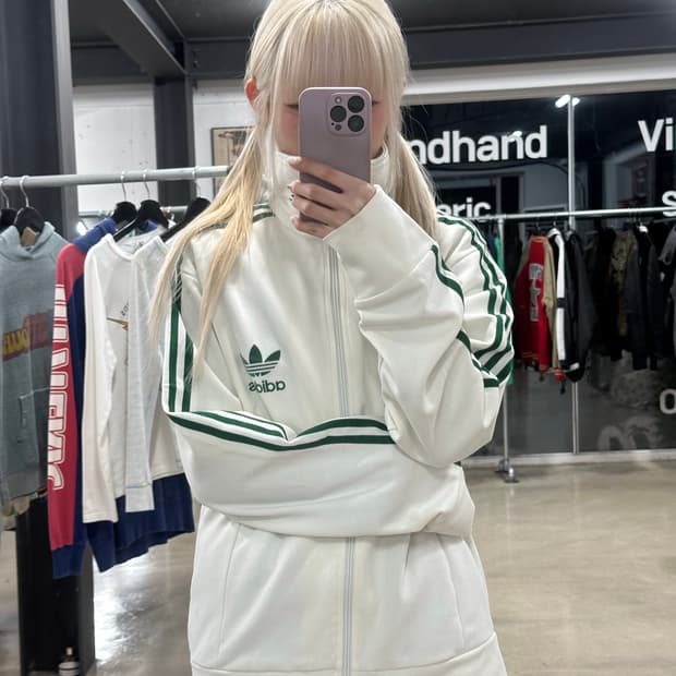 유로파 아디다스 흰초 져지 집업