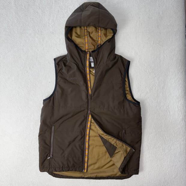 콜롬비아 애스닉 패턴 브라운 패딩 베스트 