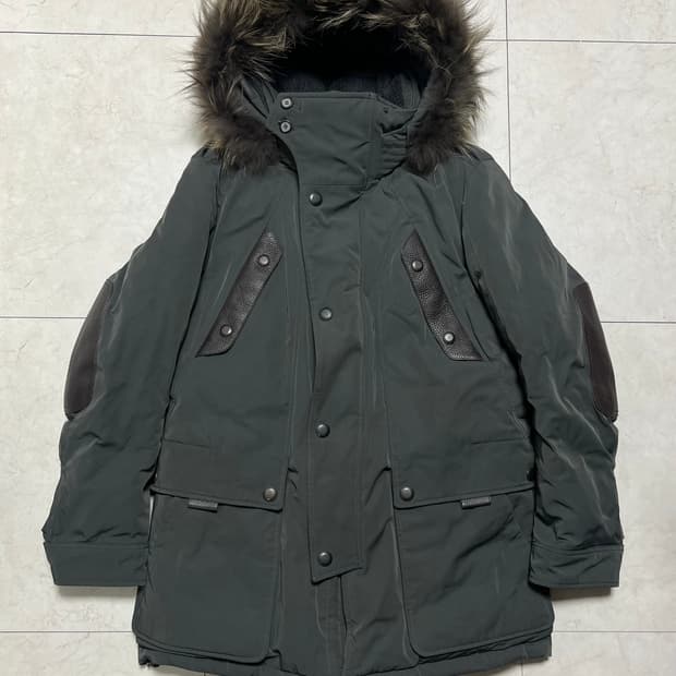 타임 13FW 라쿤 퍼 구스다운 레더 파카 105