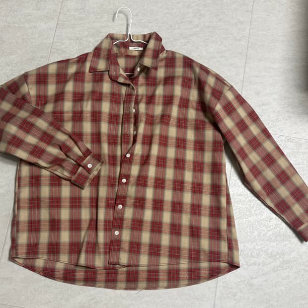 미니포에 버터크림 레드 체크 남방 셔츠