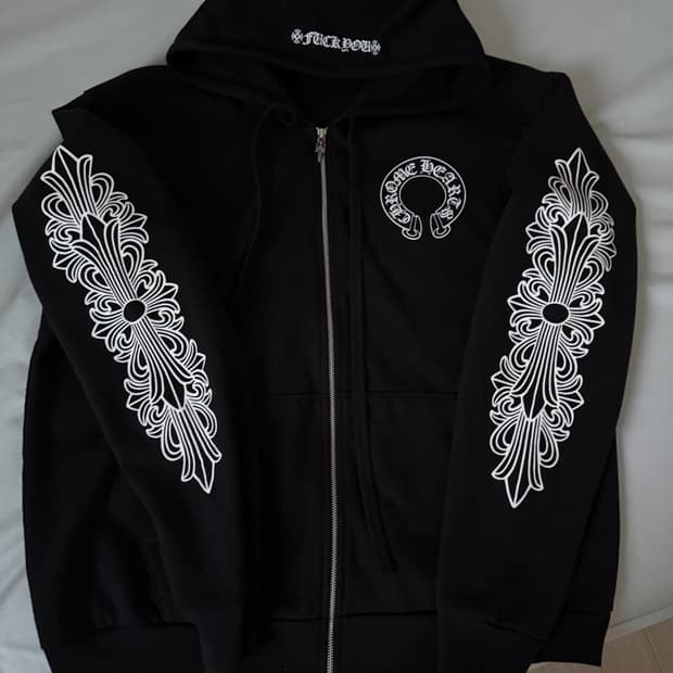 크롬하츠 플로랄 홀스슈 퍽 유 로고 후드집업 L사이즈