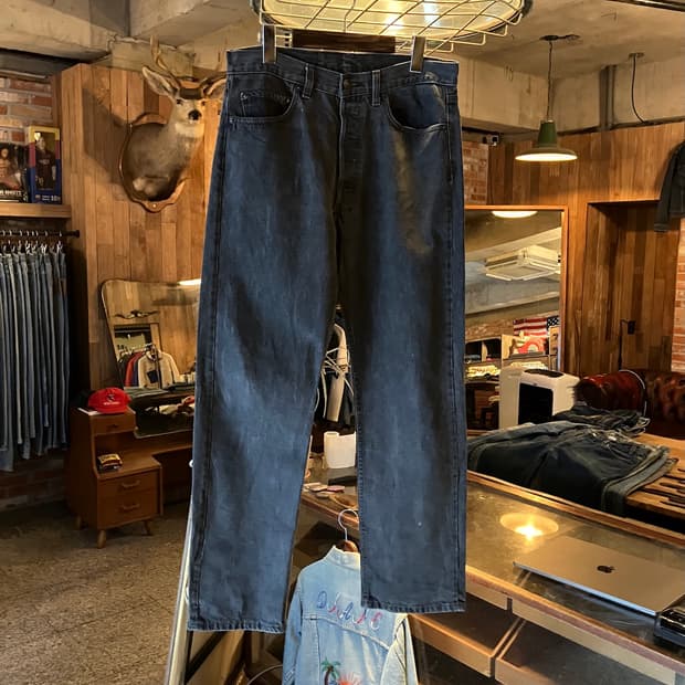 80s USA 빈티지 리바이스 501 블랙 데님 팬츠