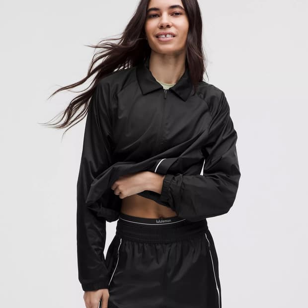 룰루레몬 스트레치 새틴 나일론 바람막이 자켓 L