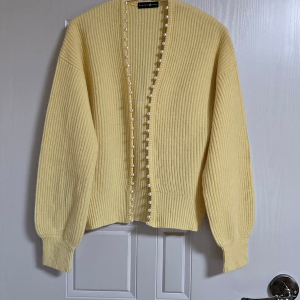 타카시마야 캐시미어 100% 리얼 진주 버튼