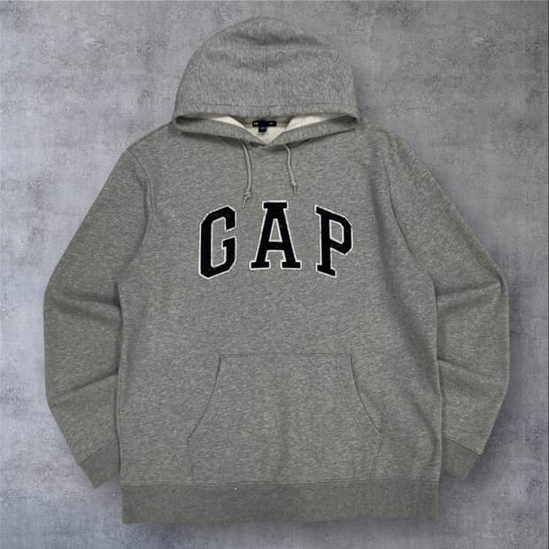 GAP 그레이 컬러 스펠아웃 빅로고 후드티