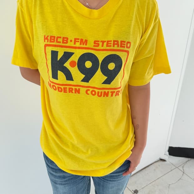 80s USA 빈티지 K-99 컨트리 라디오 그래픽 티셔츠