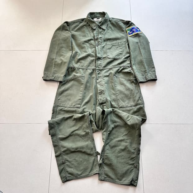 80s 미군 1세대 사틴 OG107 커버올 점프수트 XL 