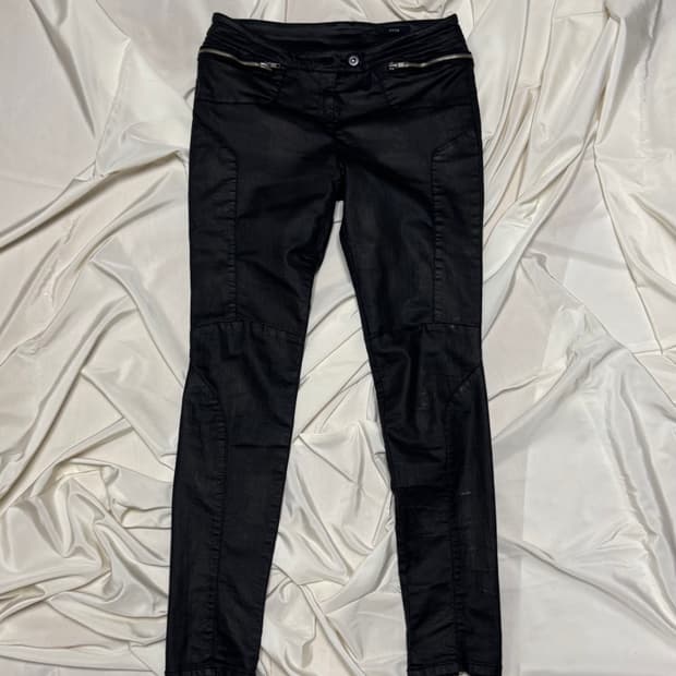 “SYSTEM” Coated Black Jeans