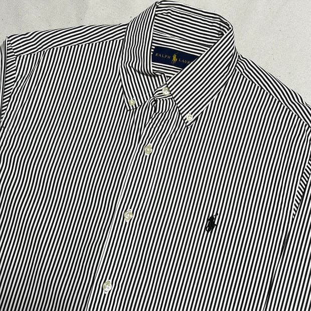 S 폴로랄프로렌 블랙 스트라이프 셔츠