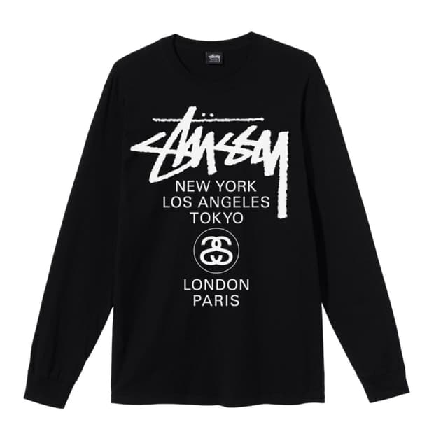 스투시 월드투어 롱슬리브 티셔츠 블랙 M