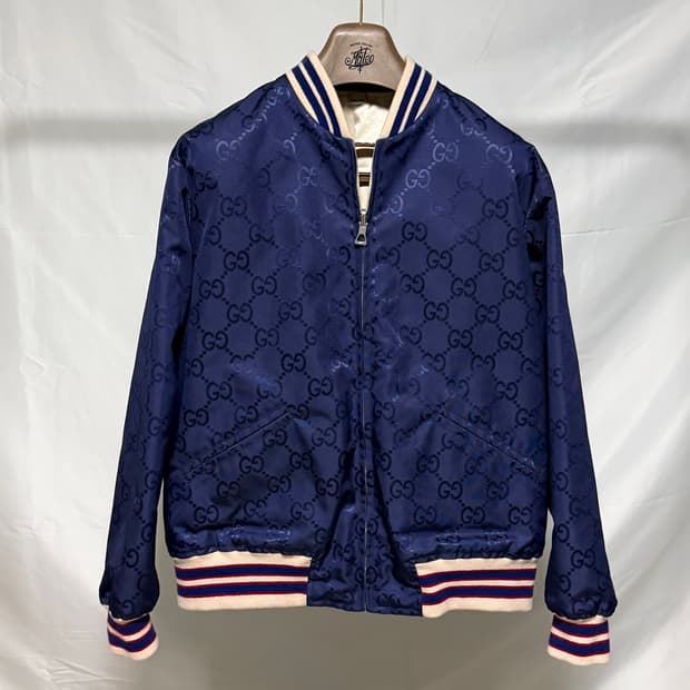 [S+급/48] 구찌 리버서블 나일론 캔버스 블루종 자켓