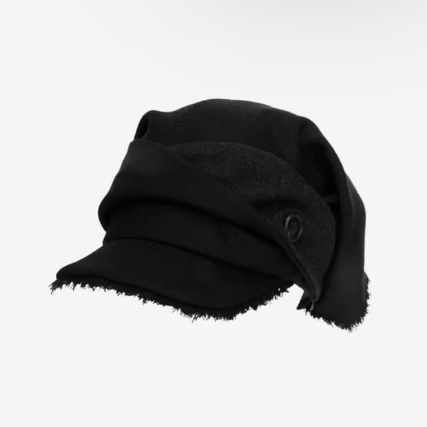 Ojos Scarf Veil Wool Cap / Black