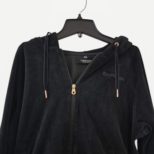 [L]캘빈클라인 빈티지 벨벳 후드집업 Women